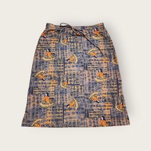 Vintage 90s Joule Asian inspired graphic elastic waist midi length skirt